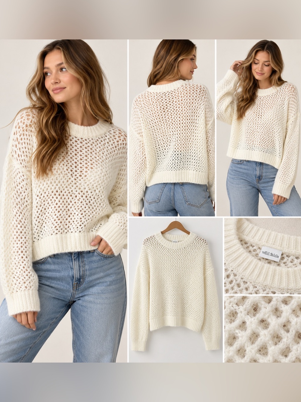 Wild Fable Cream Open Knit Sweater Size Small NWT